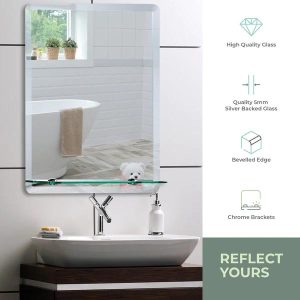 Bonita Rectangular Bathroom Wall Mirror with Shelf Img02