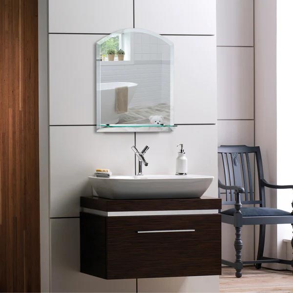 Celine Arch Bathroom Wall Mirror with Shelf Img05