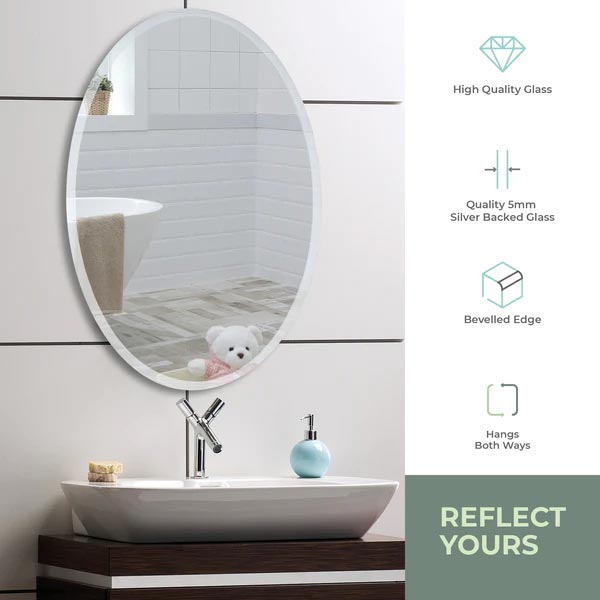 Diana Modern Oval Bathroom Wall Mirror | Redwing Bathrooms