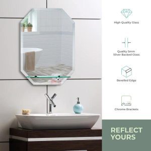 Fayre Octagonal Bathroom Wall Mirror with Shelf Img02