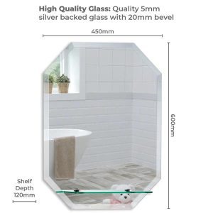 Fayre Octagonal Bathroom Wall Mirror with Shelf Img03