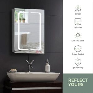 Athena LED Illuminated Bathroom Mirror Cabinet Img03