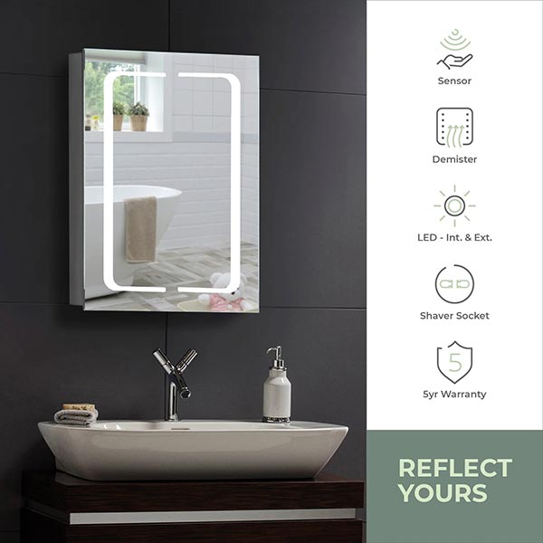 Athena LED Illuminated Bathroom Mirror Cabinet Img03