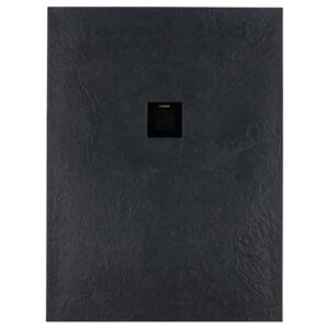Solidsoft Anthracite Slate Effect Shower Tray Black Square Drain