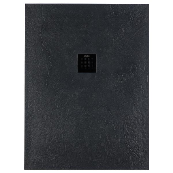 Solidsoft Anthracite Slate Effect Shower Tray Black Square Drain