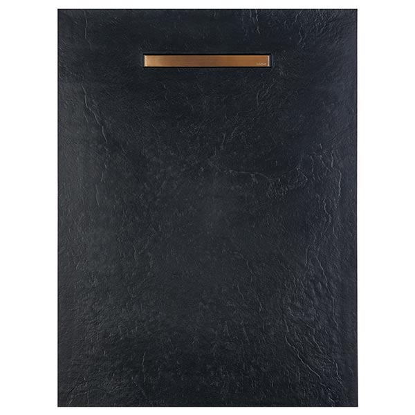 Solidsoft Anthracite Slate Effect Shower Tray Copper Linear Drain