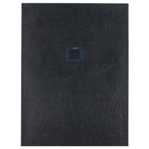 Solidsoft Anthracite Slate Effect Shower Tray Anthracite Square Drain