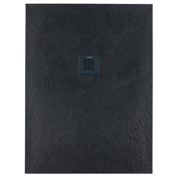 Solidsoft Anthracite Slate Effect Shower Tray Anthracite Square Drain