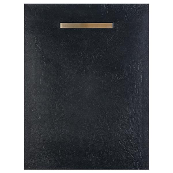 Solidsoft Anthracite Slate Effect Shower Tray Gold Linear Drain