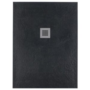 Solidsoft Anthracite Slate Effect Shower Tray Concrete Square Drain