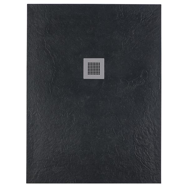 Solidsoft Anthracite Slate Effect Shower Tray Concrete Square Drain