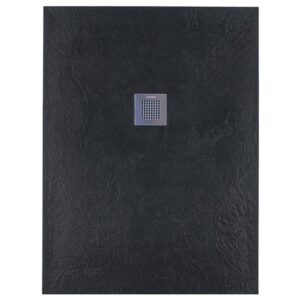 Solidsoft Anthracite Slate Effect Shower Tray Steel Square Drain
