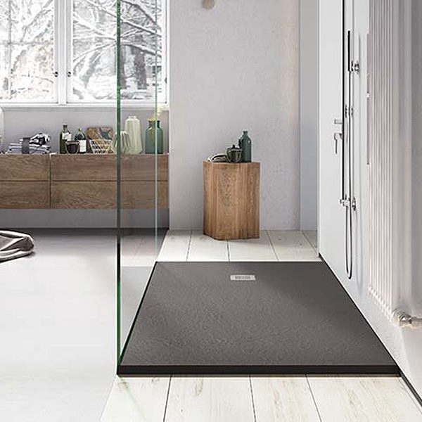 Solidsoft Anthracite Slate Effect Shower Tray Square Drain Live Example 01
