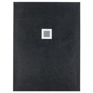Solidsoft Anthracite Slate Effect Shower Tray White Square Drain