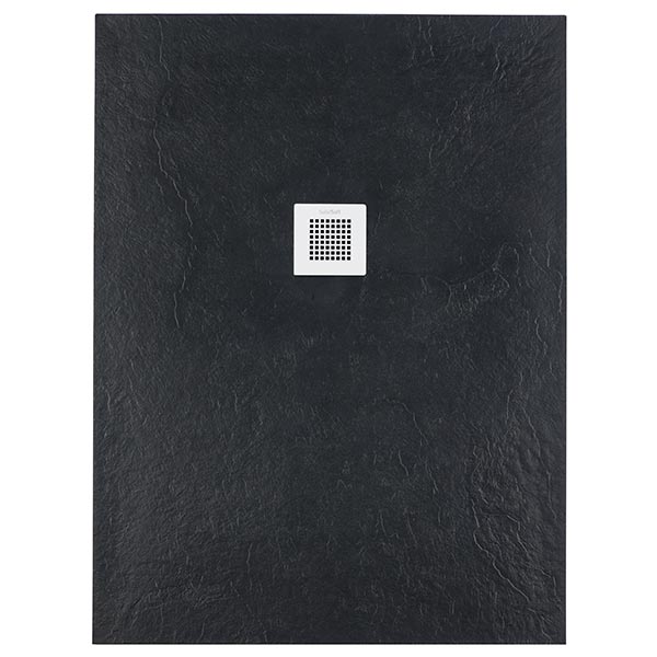 Solidsoft Anthracite Slate Effect Shower Tray White Square Drain
