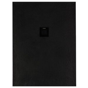 Solidsoft Black Slate Effect Shower Tray Black Square Drain