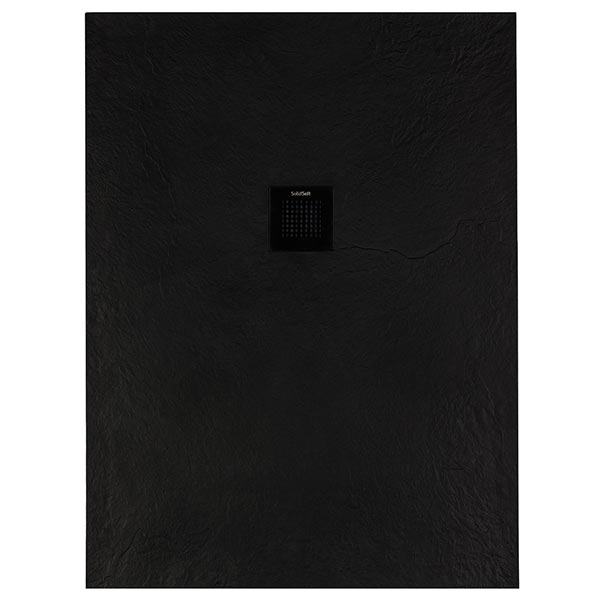 Solidsoft Black Slate Effect Shower Tray Black Square Drain