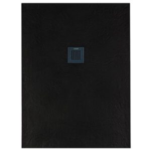 Solidsoft Black Slate Effect Shower Tray Anthracite Square Drain