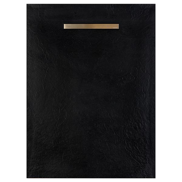 Solidsoft Black Slate Effect Shower Tray Gold Linear Drain