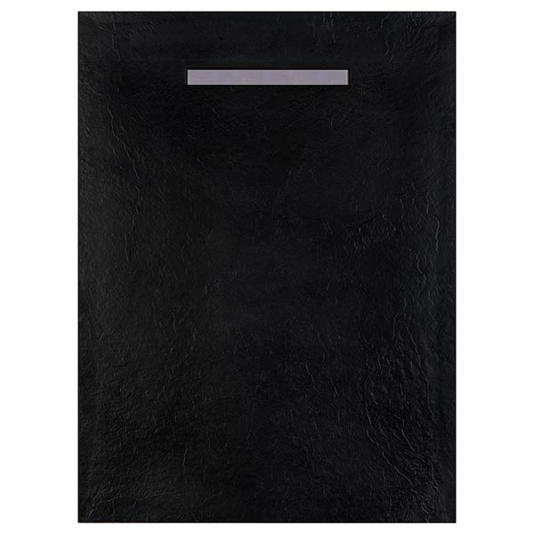 Solidsoft Black Slate Effect Shower Tray Steel Linear Drain