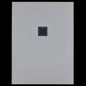 Solidsoft Grey Slate Effect Shower Tray Anthracite Square Drain
