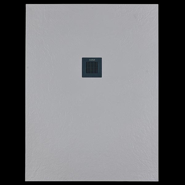 Solidsoft Grey Slate Effect Shower Tray Anthracite Square Drain