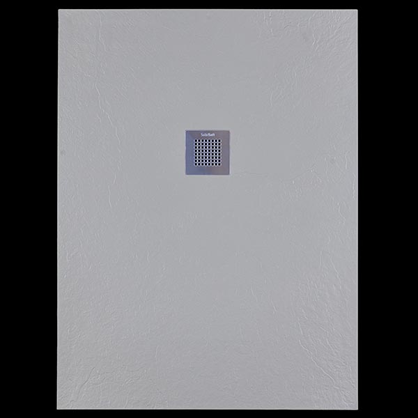 Solidsoft Grey Slate Effect Shower Tray Steel Square Drain