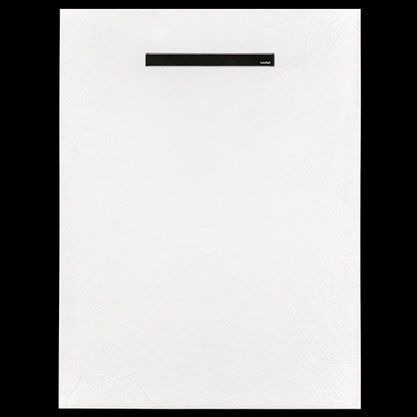 Solidsoft White Slate Effect Shower Tray Black Linear Drain