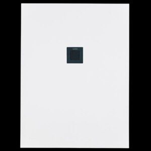 Solidsoft White Slate Effect Shower Tray Anthracite Square Drain