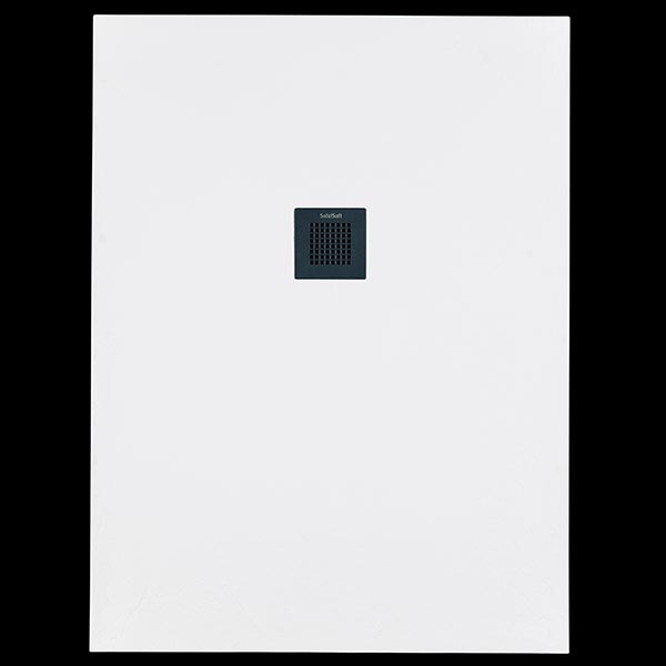 Solidsoft White Slate Effect Shower Tray Anthracite Square Drain