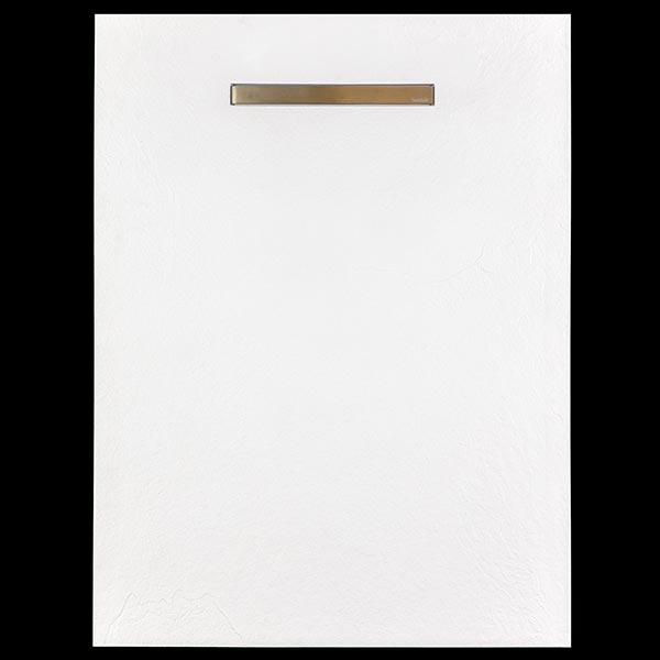 Solidsoft White Slate Effect Shower Tray Gold Linear Drain