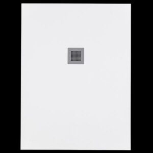 Solidsoft White Slate Effect Shower Tray Concrete Square Drain
