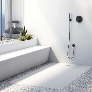 Solidsoft White Slate Effect Shower Tray Linear Drain Live Example 01