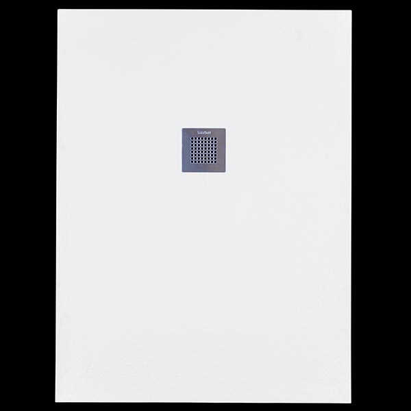 Solidsoft White Slate Effect Shower Tray Steel Square Drain