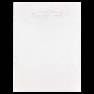 Solidsoft White Slate Effect Shower Tray White Linear Drain