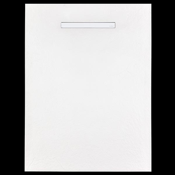 Solidsoft White Slate Effect Shower Tray White Linear Drain