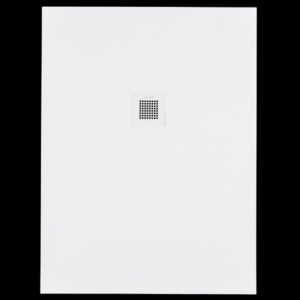 Solidsoft White Slate Effect Shower Tray White Square Drain