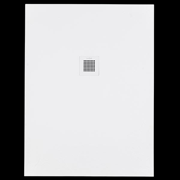 Solidsoft White Slate Effect Shower Tray White Square Drain