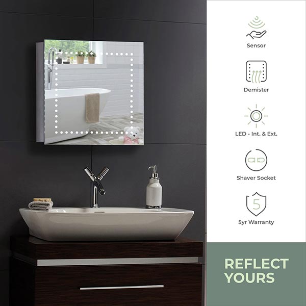 Pallas LED Illuminated Bathroom Mirror Cabinet Img03