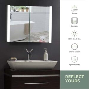 QUASAR CABM13 LED Illuminated Bathroom Mirror Cabinet Img03